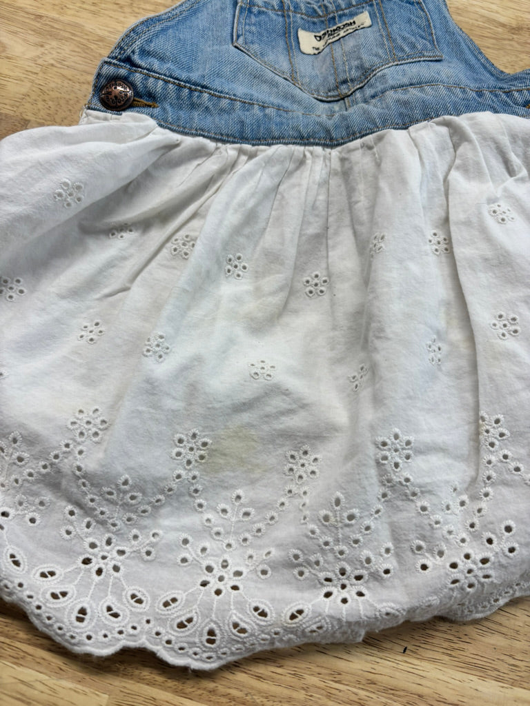 OshKosh Denim Jumper Dress with White Skirt – 3T IMPERFECT