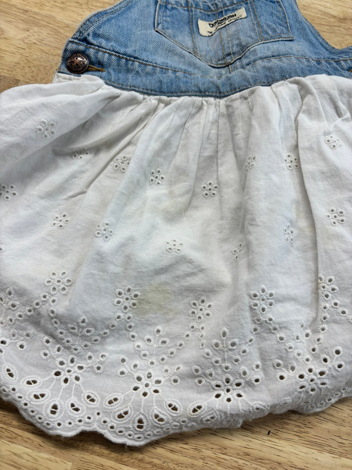 OshKosh Denim Jumper Dress with White Skirt – 3T IMPERFECT