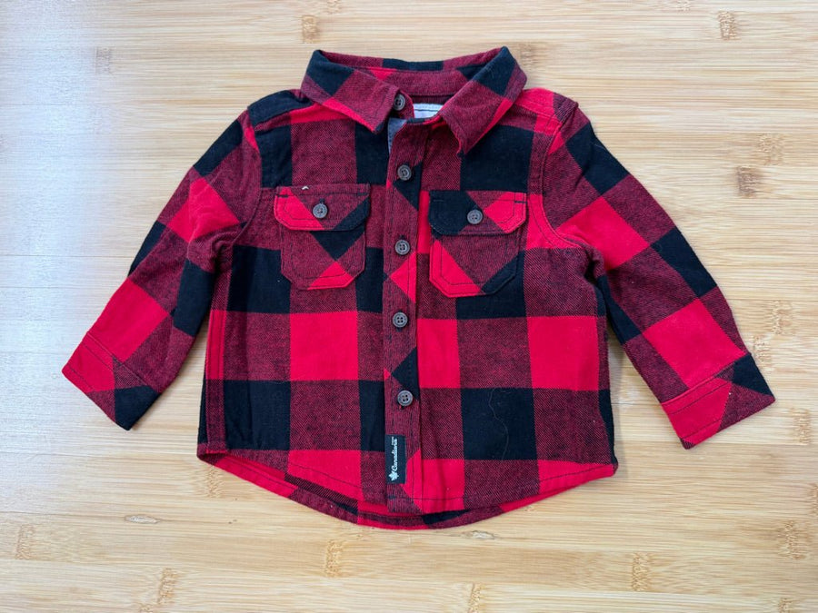 Canadiana Fleece Flannel – 3–6M | Black & Red - Nest and Sprout-Consignment