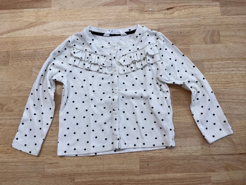 H&M Cardigan – White with Polka Dots - Nest and Sprout - Consignment