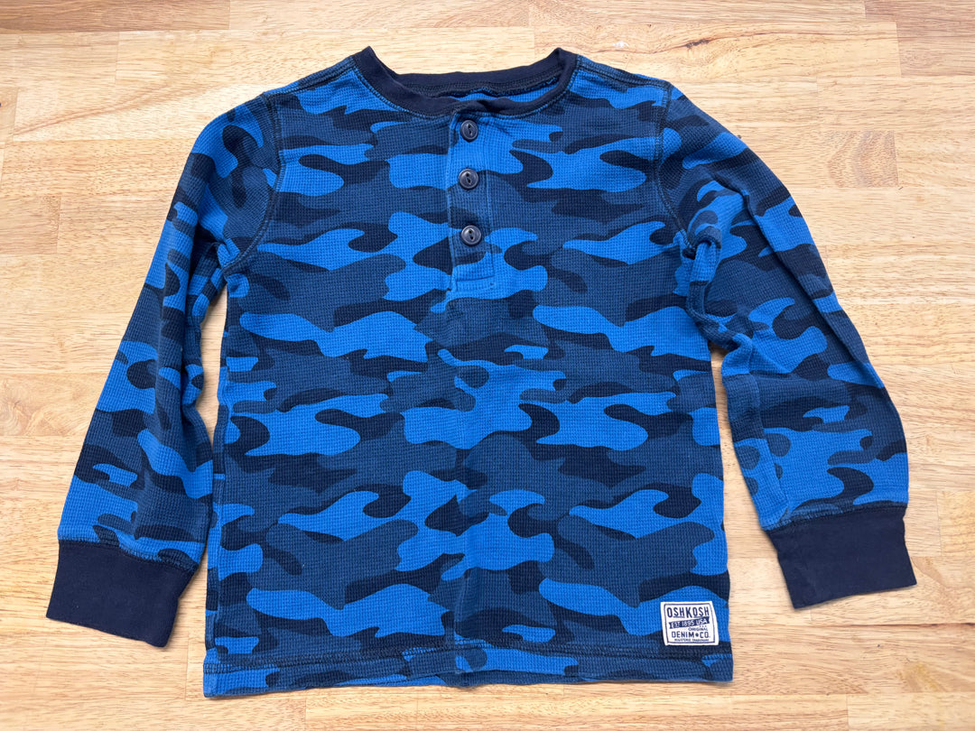 OshKosh Waffle Henley – Size 5 Blue Camo