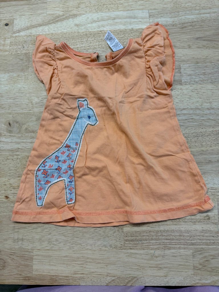 Tea Collection Orange Giraffe Ruffle Sleeve Tunic – 2 - Nest and Sprout-Consignment