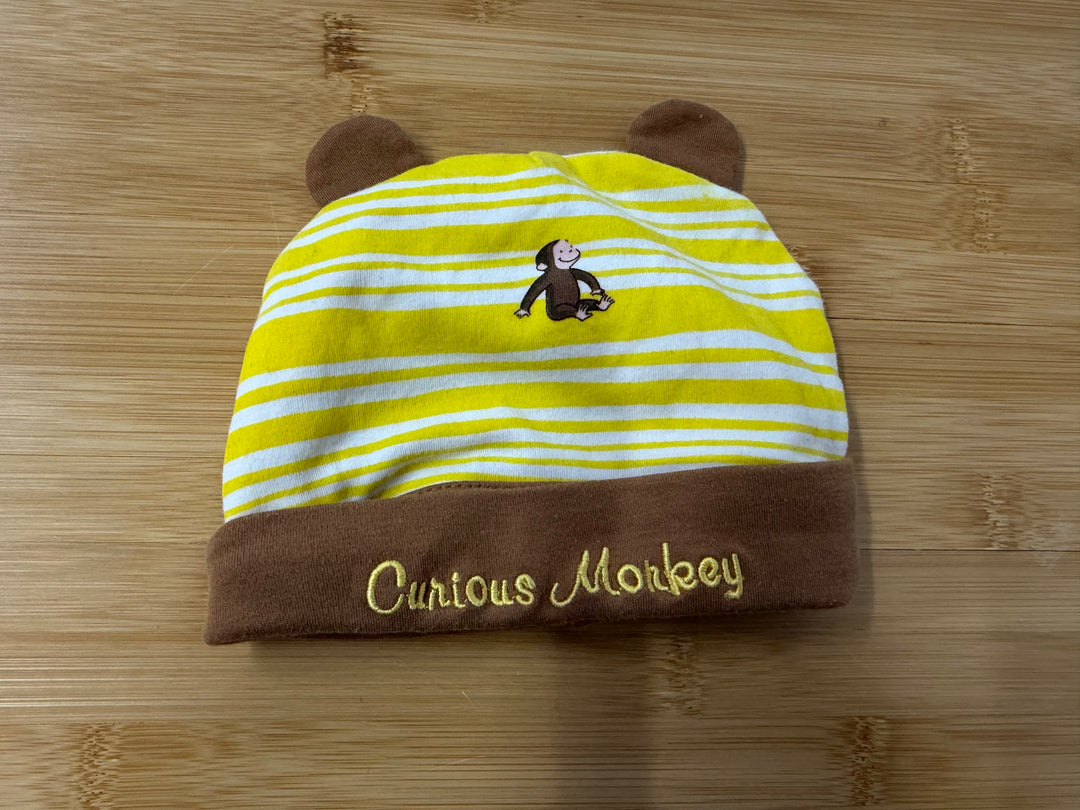 Curious Monkey Baby Beanie – One Size | Yellow
