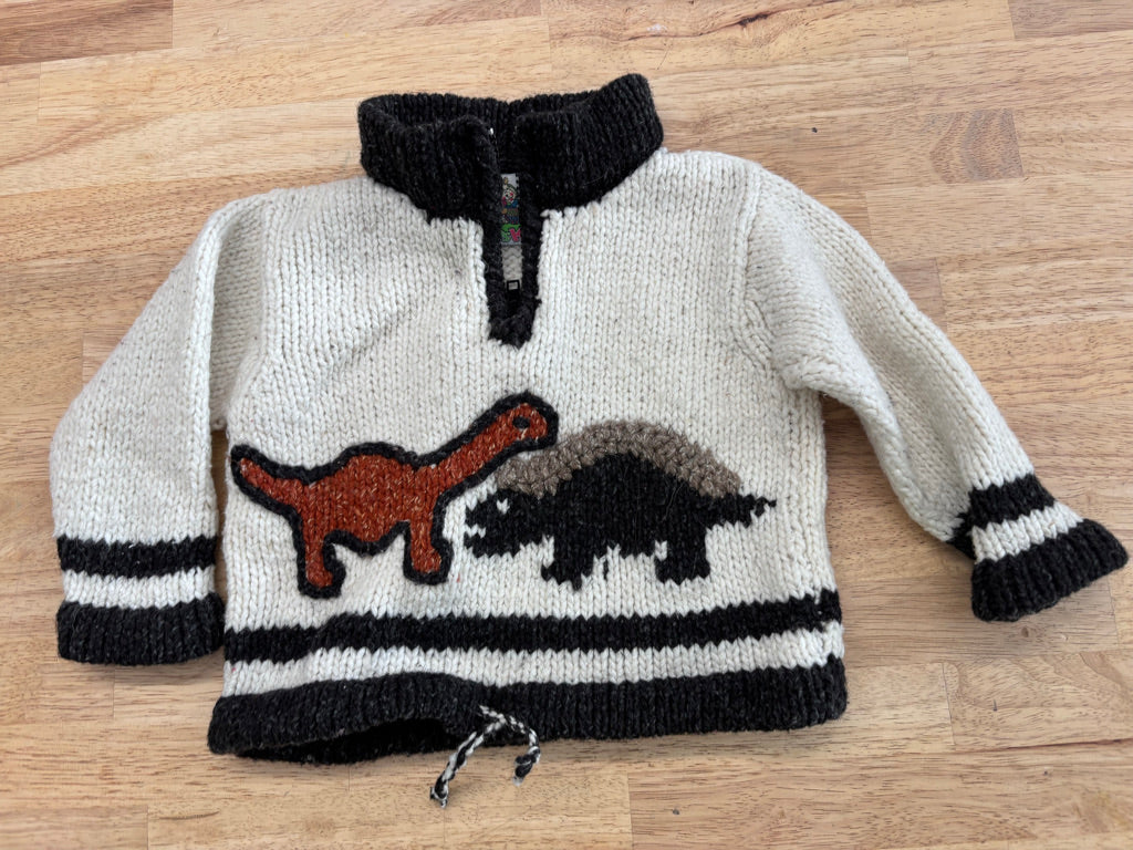 Pacapops Kids 0-12M Knit Dinosaur Cardigan