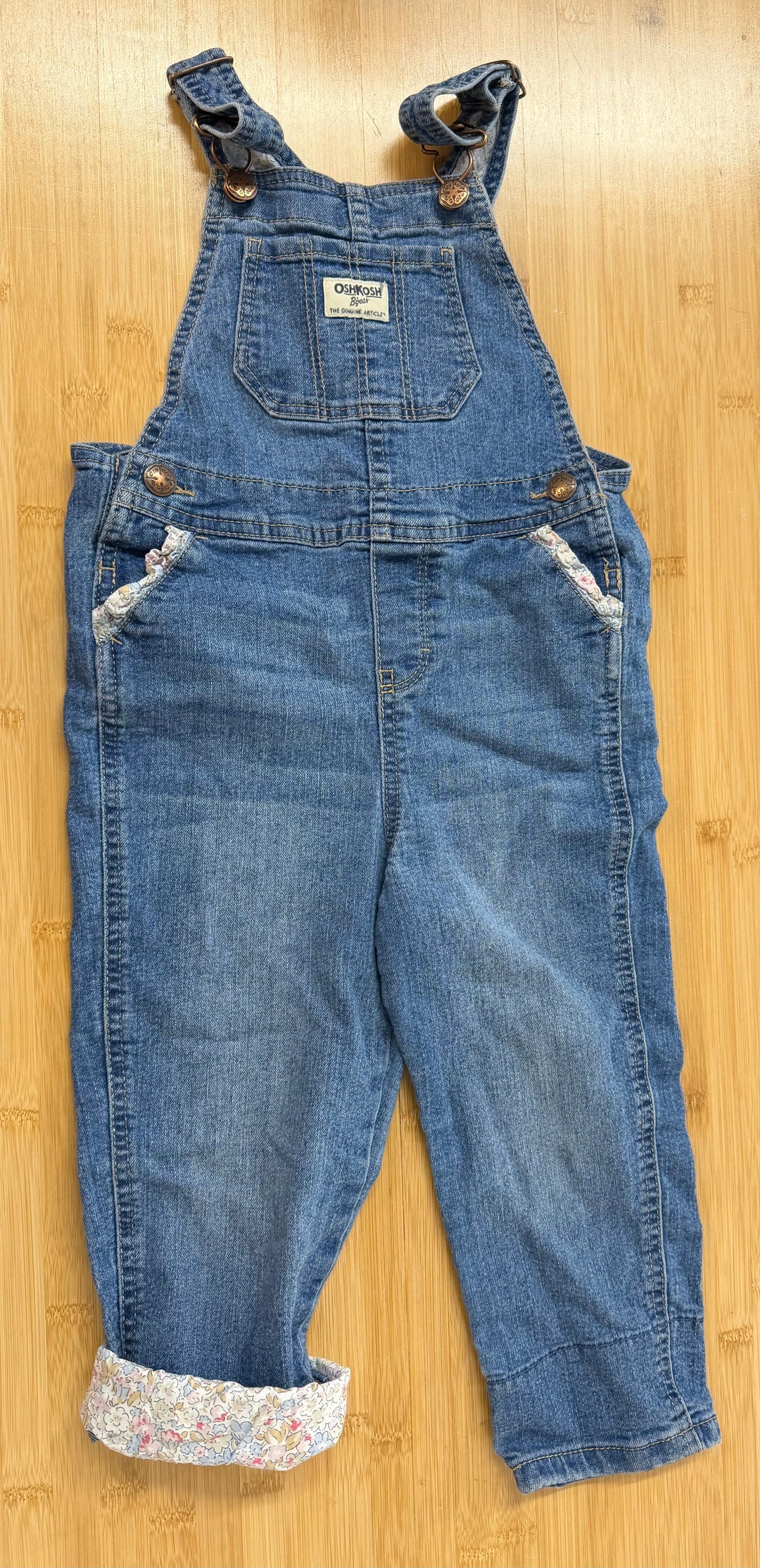 OshKosh Denim Overalls – 4T | Girls Fit | Long Legs | Floral Detail