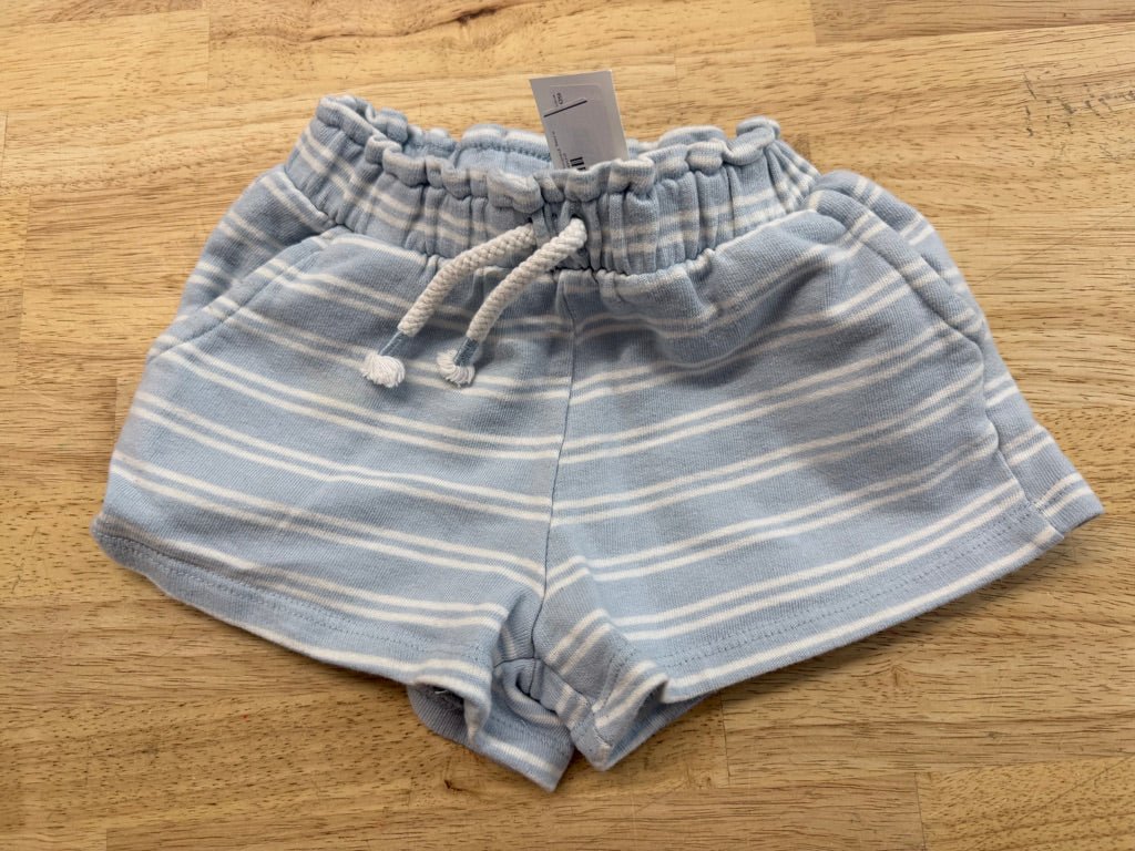 Zara Shorts – 7 | Light Blue Striped Terry - Nest and Sprout - Consignment