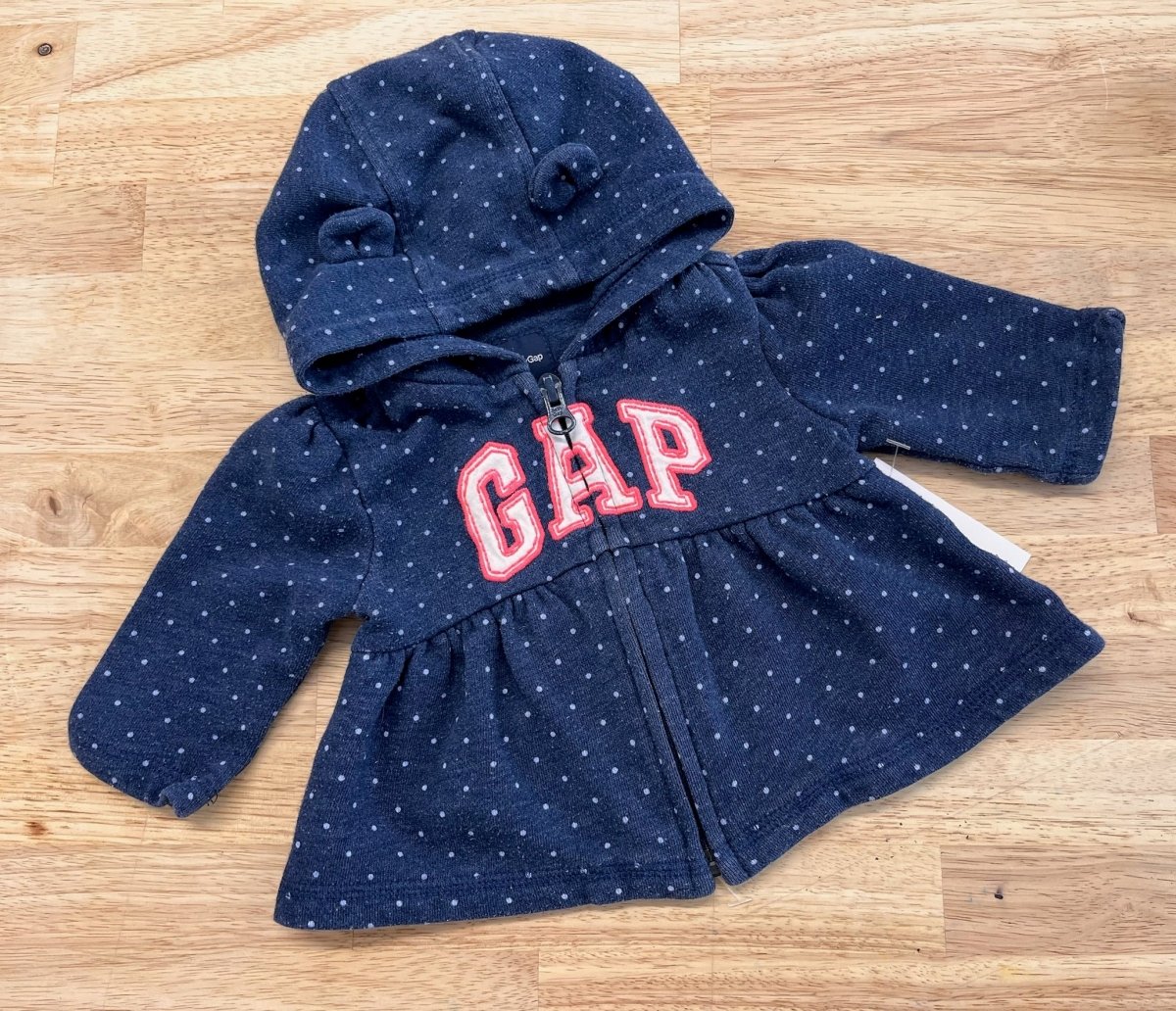 Gap Sweater – 0 - 3 Months (Blue with Hot Pink Stitching, Fair Condition) - Nest and Sprout - Consignment