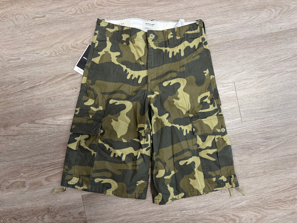 Jack & Jones Camo Cargo Shorts – Adult S | Aloe Baggy Fit | NWT