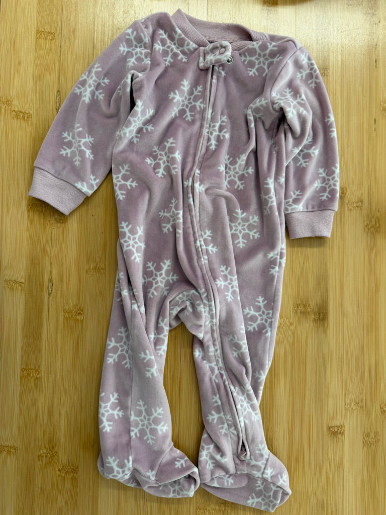Carter's Child of Mine Velour Footed Sleeper – 6–9M | Pink Purple Snowflake