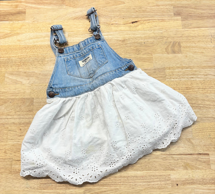 OshKosh Denim Jumper Dress with White Skirt – 3T IMPERFECT