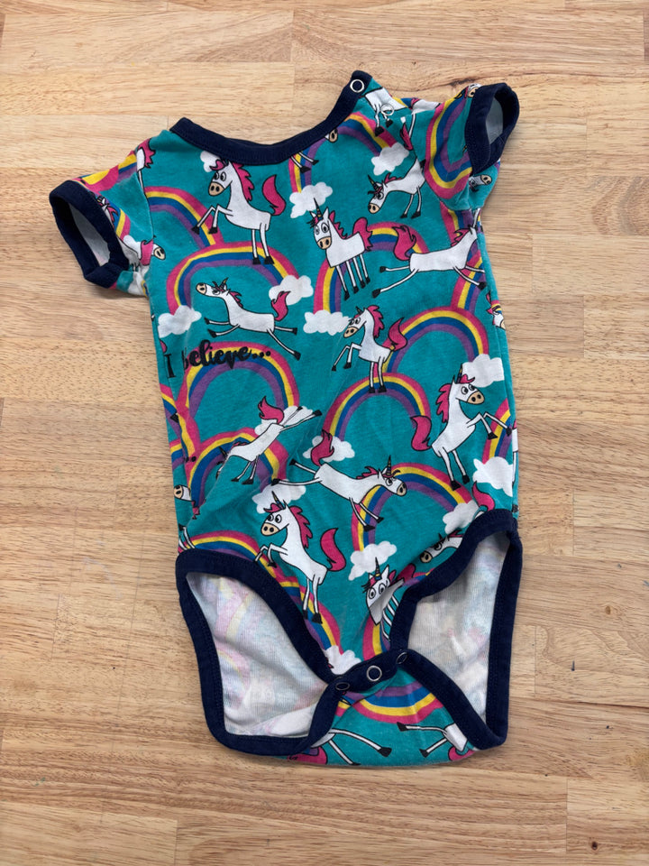 Lazy One 18 Months Unicorn Bodysuit (Turquoise)