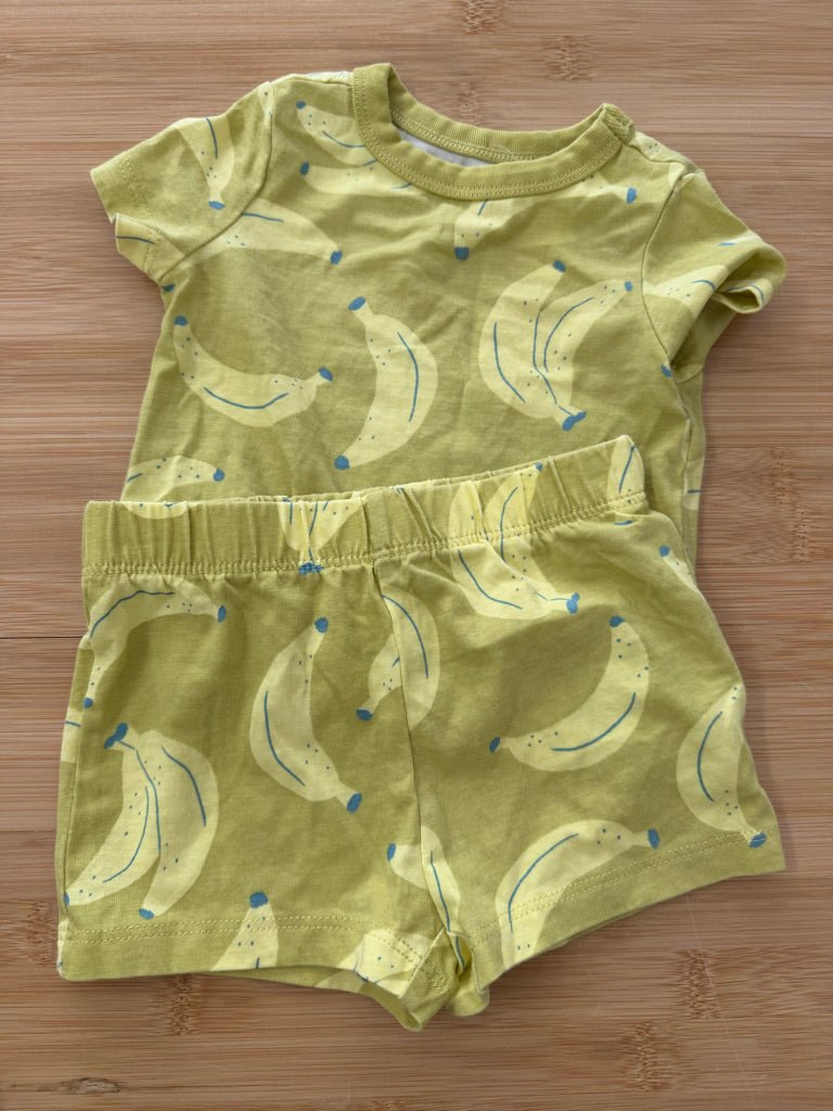 Joe Fresh Banana Print Two-Piece Set – 0–3M | Shorts & Short Sleeve - Nest and Sprout-Consignment