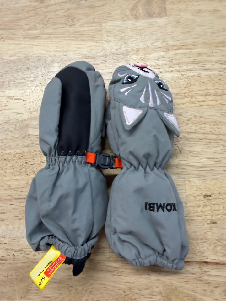 Kombi Mittens – Small | Grey | Cat Face