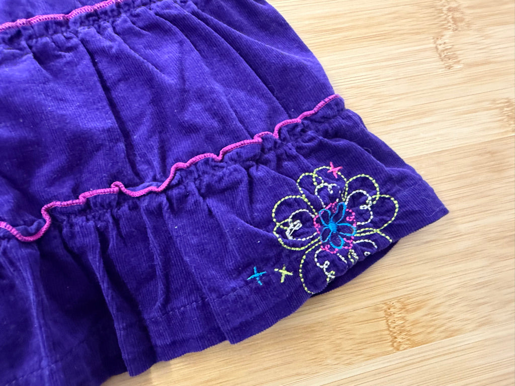Please Mum Corduroy Dress – 18M | Purple Layered Zip-Up Embroidered Corners