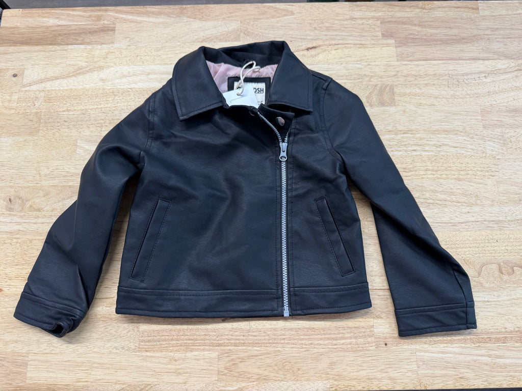 OshKosh Faux Leather Jacket – 5 | Black Pink Lining