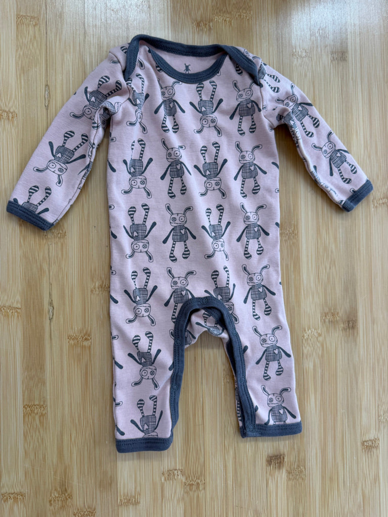 Small Rags Doll Print Romper – 1–3M | Light Pink