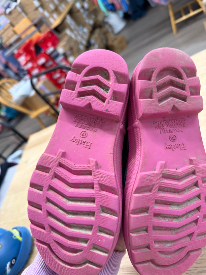 Hatley Pink & Navy Stripe Rain Boot – 13 | Light Wear