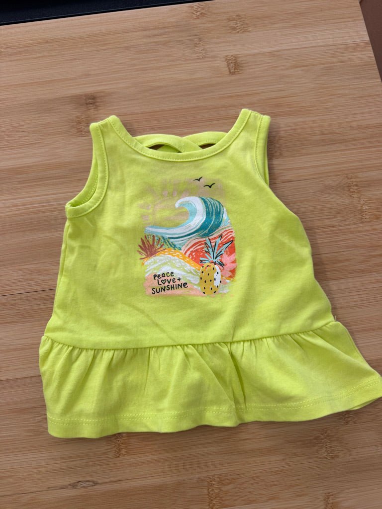 Carter's Peace Love Sunshine Tank Top – 3M | Lime Yellow - Nest and Sprout-Consignment