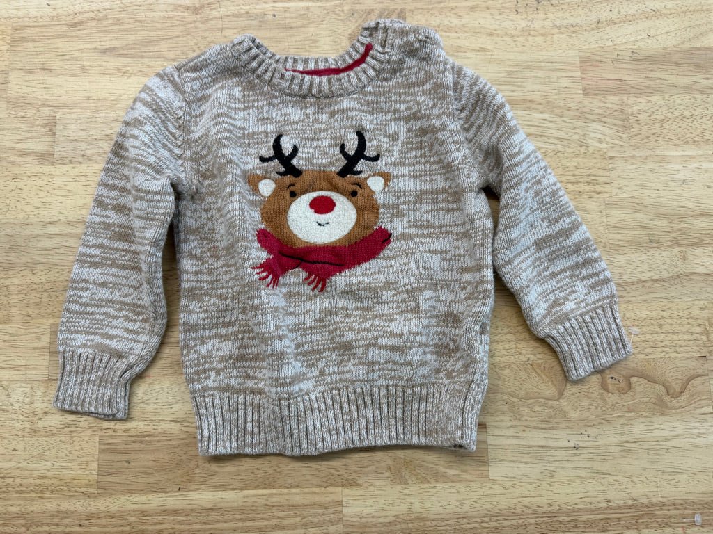 Joe Fresh Knit Sweater – 18–24M | Light Beige Reindeer - Nest and Sprout - Consignment