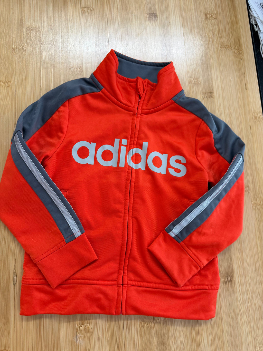 Adidas Zip-Up Sweater – 2T | Orange & Charcoal
