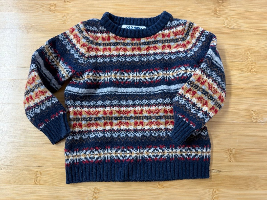 Old Navy Cable Knit Sweater – 12-18 Months | Blue and Red - Nest and Sprout-Consignment