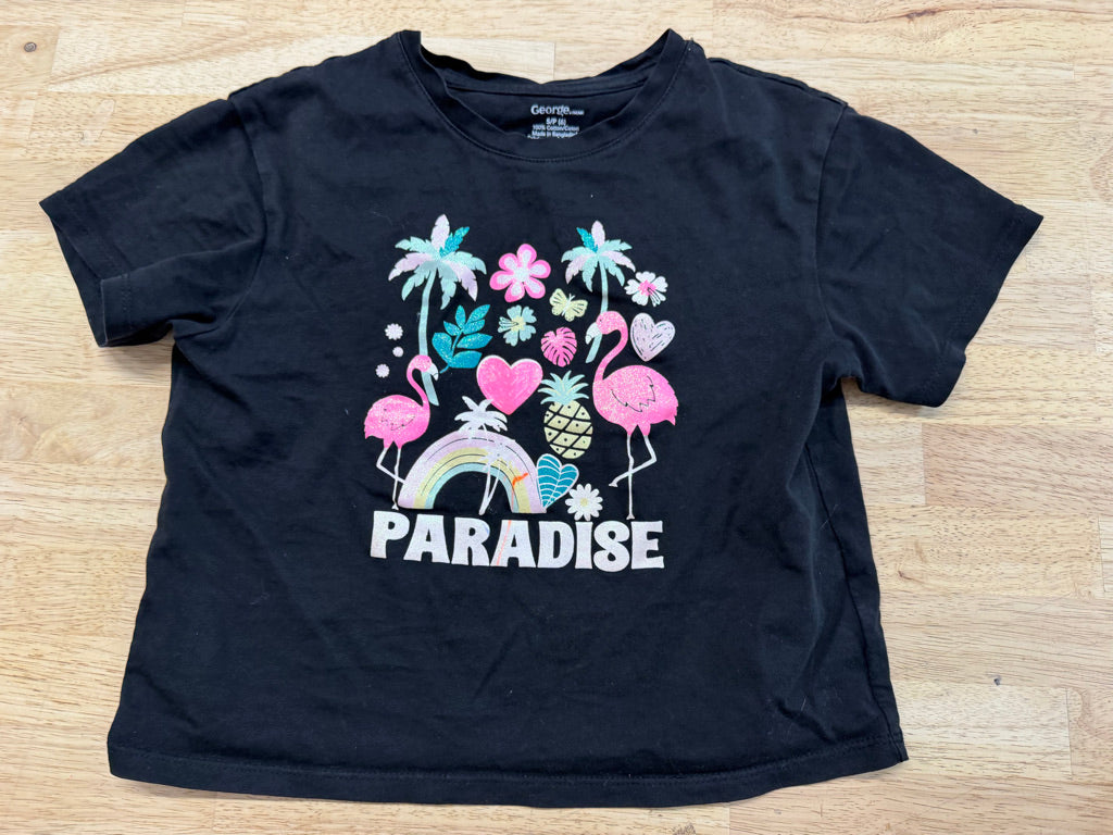 George Paradise Graphic Crop Top – 6 | Black
