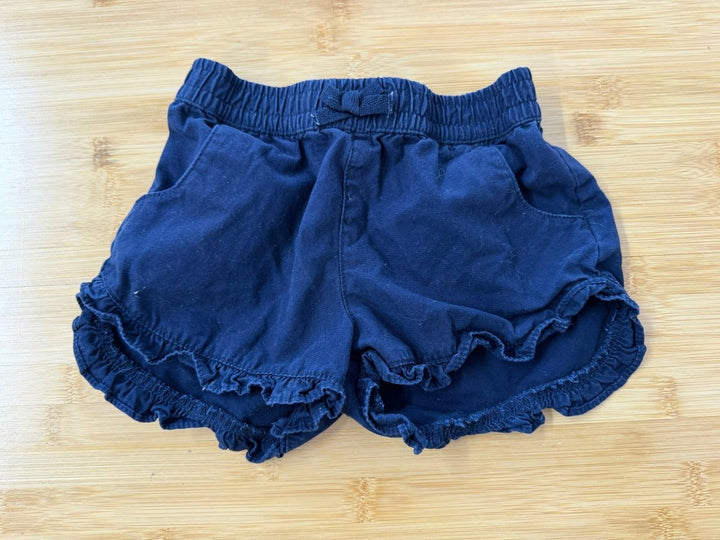 French Toast Ruffle Hem Chino Shorts – 4T | Navy Bow Girl Fit 100% Cotton - Nest and Sprout-Consignment