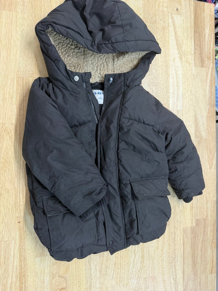 Old Navy Puffer Jacket – 3T | Black | Snow Skirt | Felted Fleece Hood - Nest and Sprout-Consignment