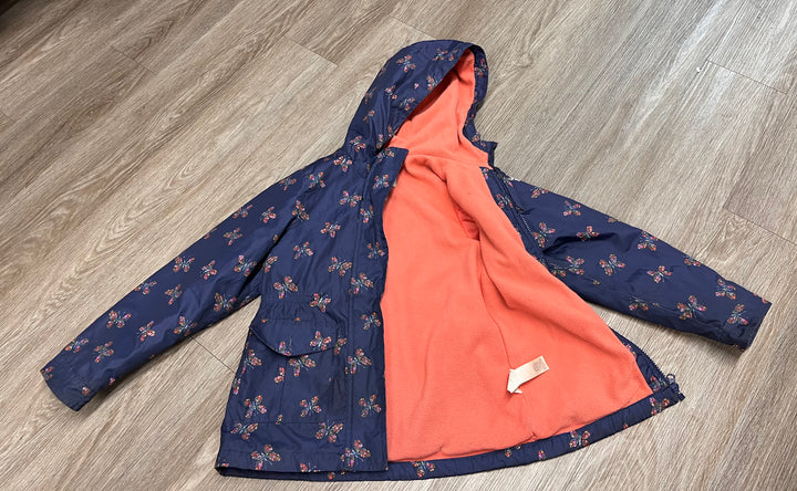 OshKosh Jacket – Size 8 (Navy/Peach, Butterfly Print)