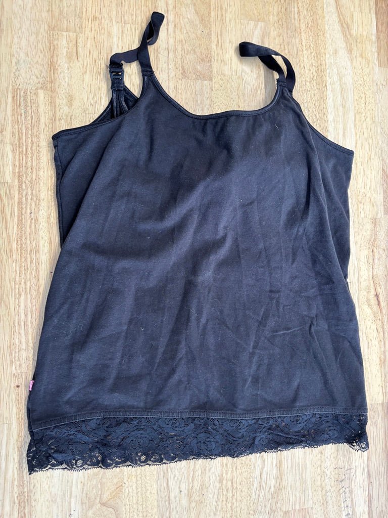Glamourmom Nursing Tank Black Lace Hem | Size L - Nest and Sprout - Consignment