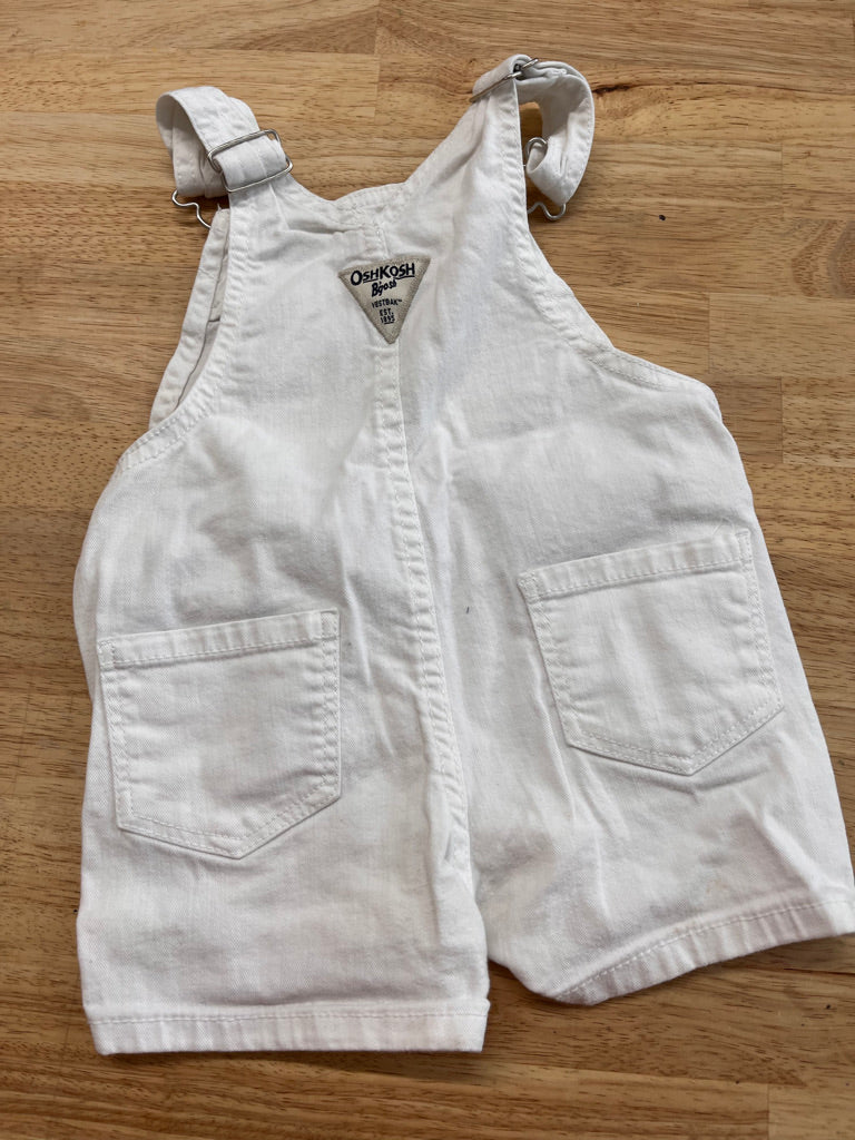 OshKosh Short Overalls – White Denim 2t