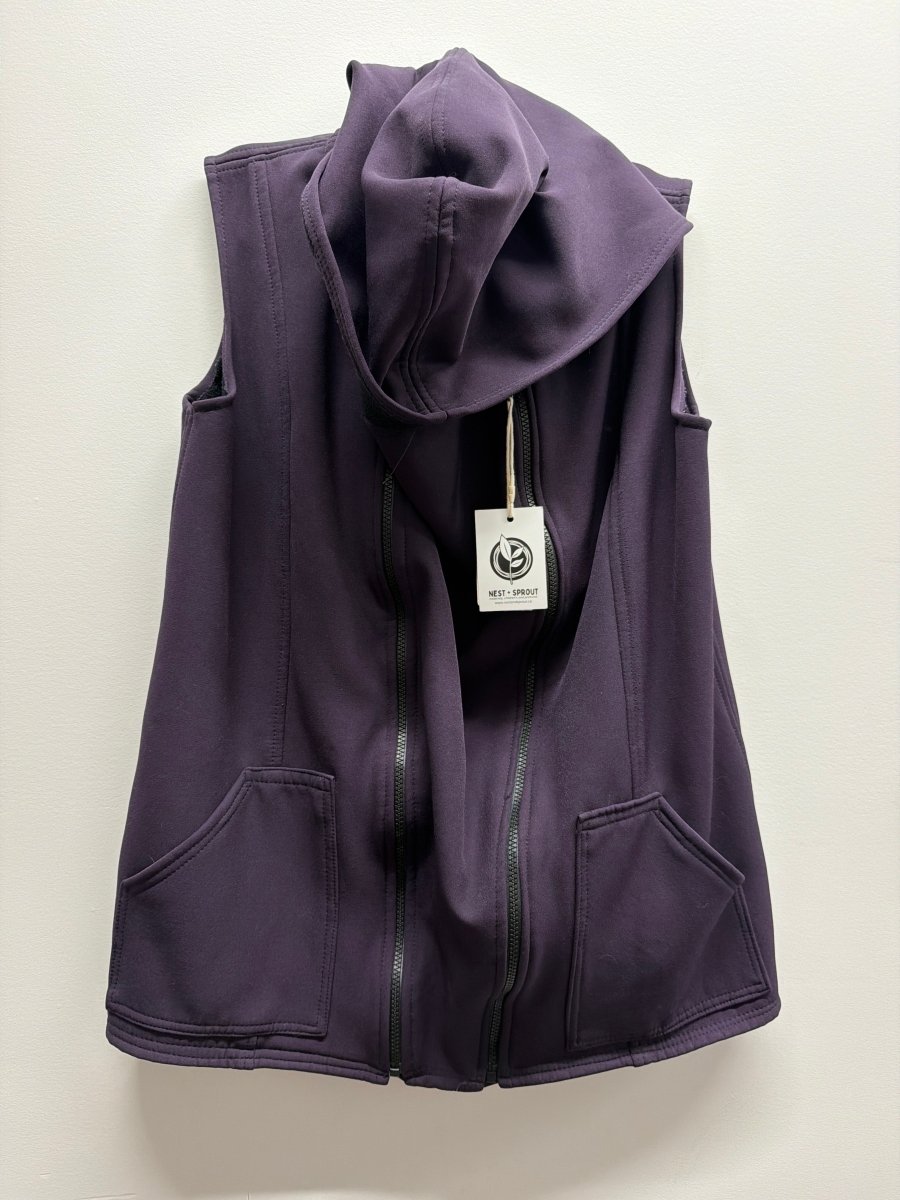 Babywearing Vest – M Est. | Eggplant Purple Zip-Out Fleece Lined - Nest and Sprout-Consignment