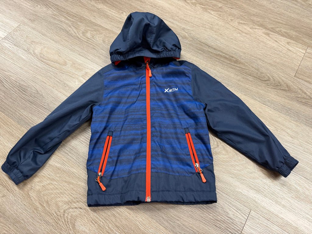 XMTN Lightweight Jacket – 4/5 | Blue & Navy Bright Orange Zippers - Nest and Sprout-Consignment