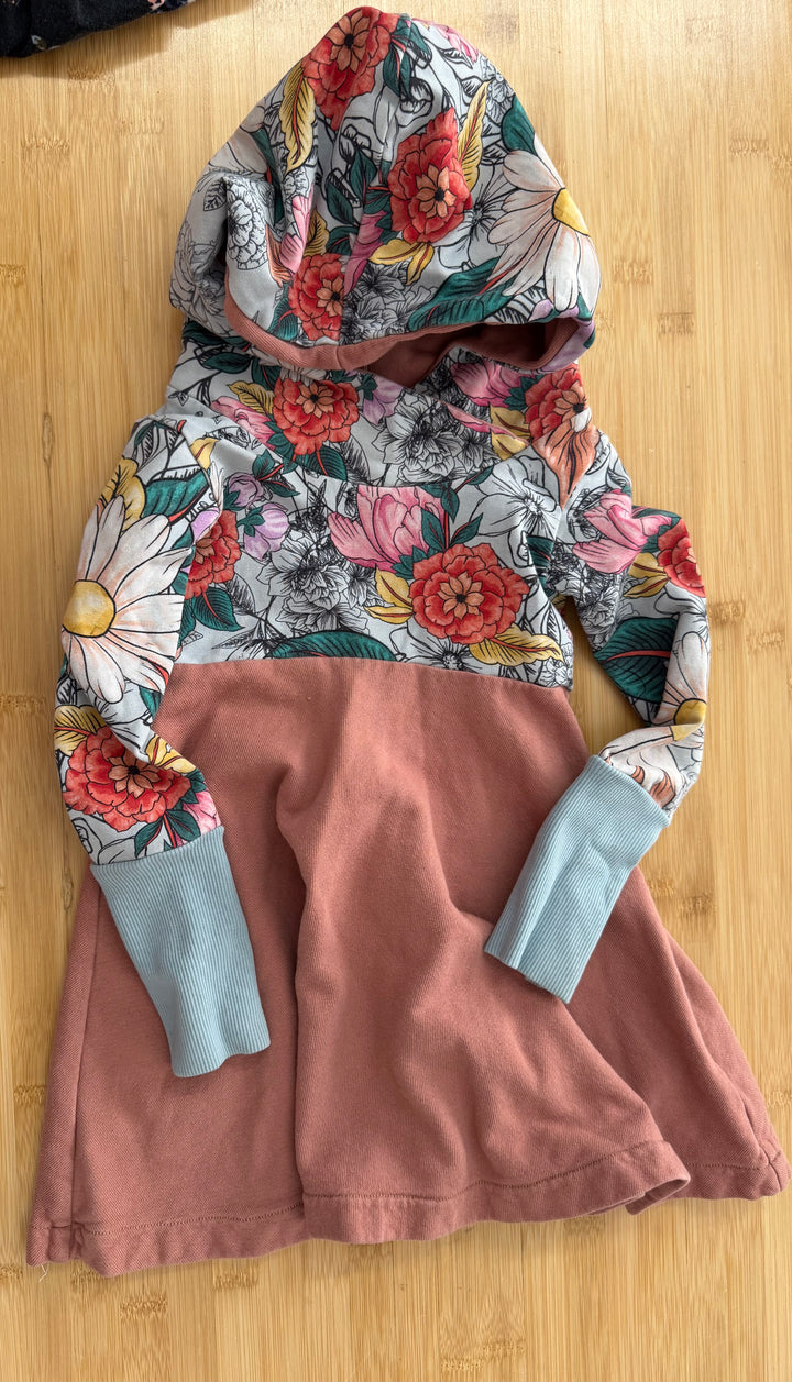 Southside Threads Hooded Dress – 12 Months-3 Years | Floral Bodice | Terry Cloth