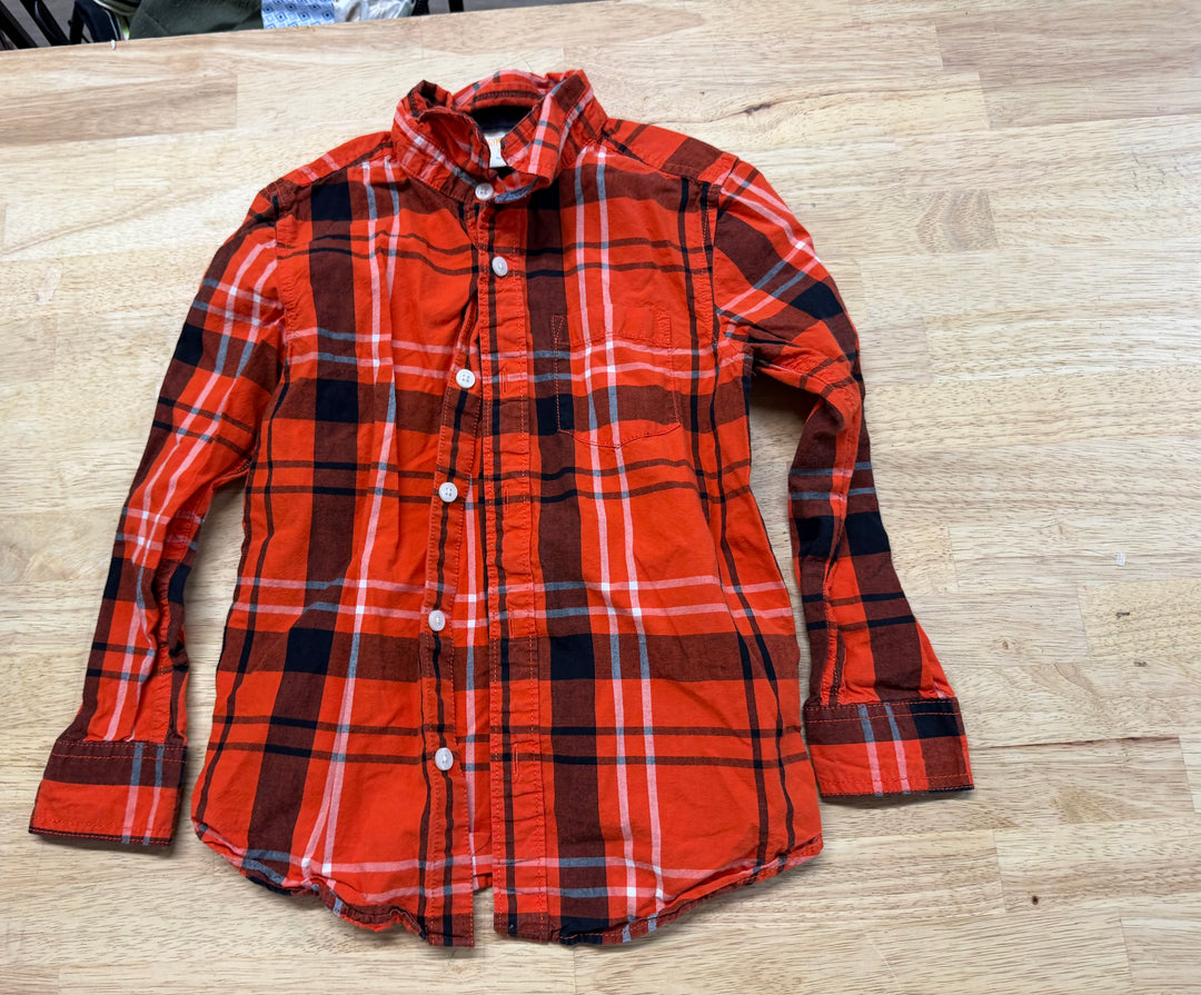 Gymboree Button Up Plaid Shirt – 5/6 | Orange