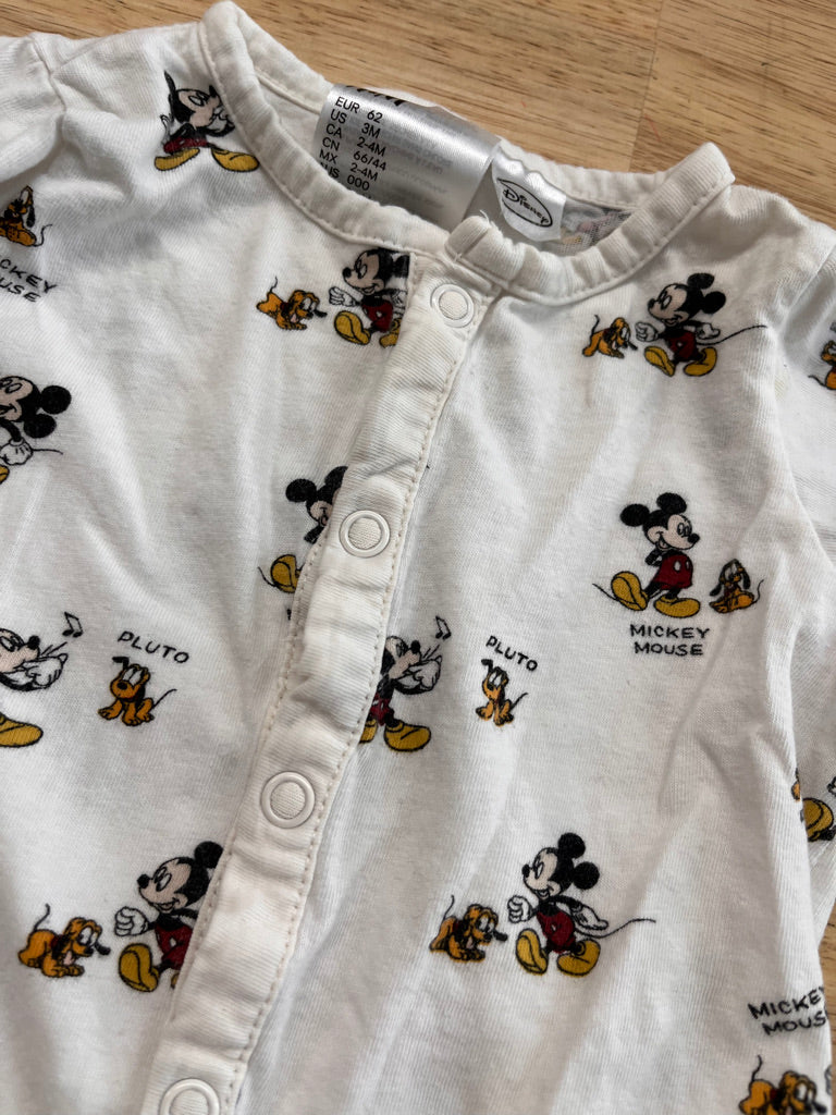 H&M 3M Cream Snap Romper – Mickey & Pluto