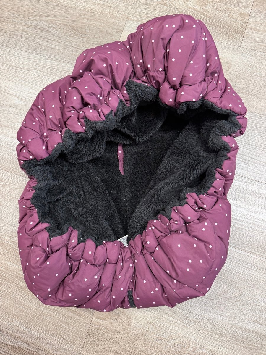 7AM Enfant Carseat Cover | Shower-Cap Style | Burgundy with Light Pink Polka Dot - Nest and Sprout-Consignment