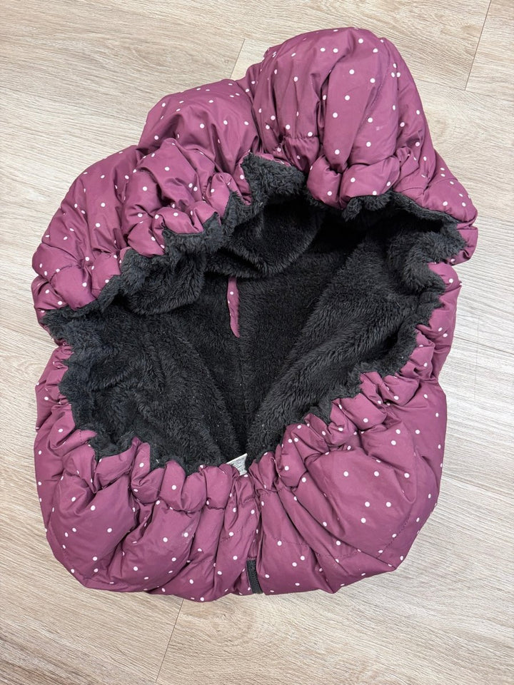 7AM Enfant Carseat Cover | Shower-Cap Style | Burgundy with Light Pink Polka Dot - Nest and Sprout-Consignment