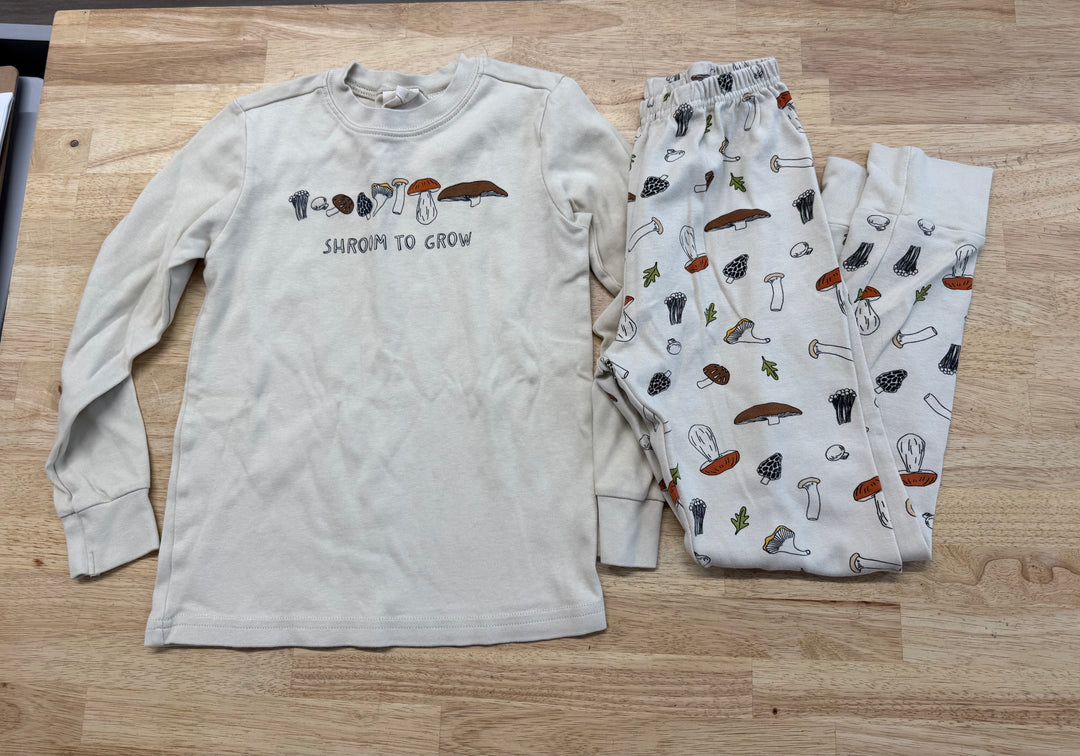 Millie + Moose PJ Set – 8 | Cream Shroom to Grow Graphic Long Sleeve Two-Piece Cotton
