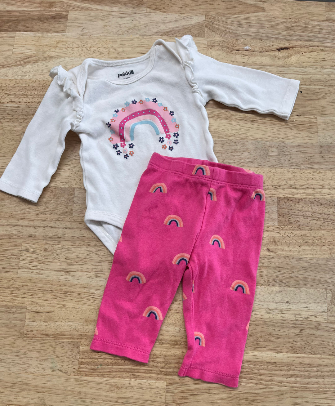 Pekkle 3M Set – Rainbow Bodysuit & Pink Leggings