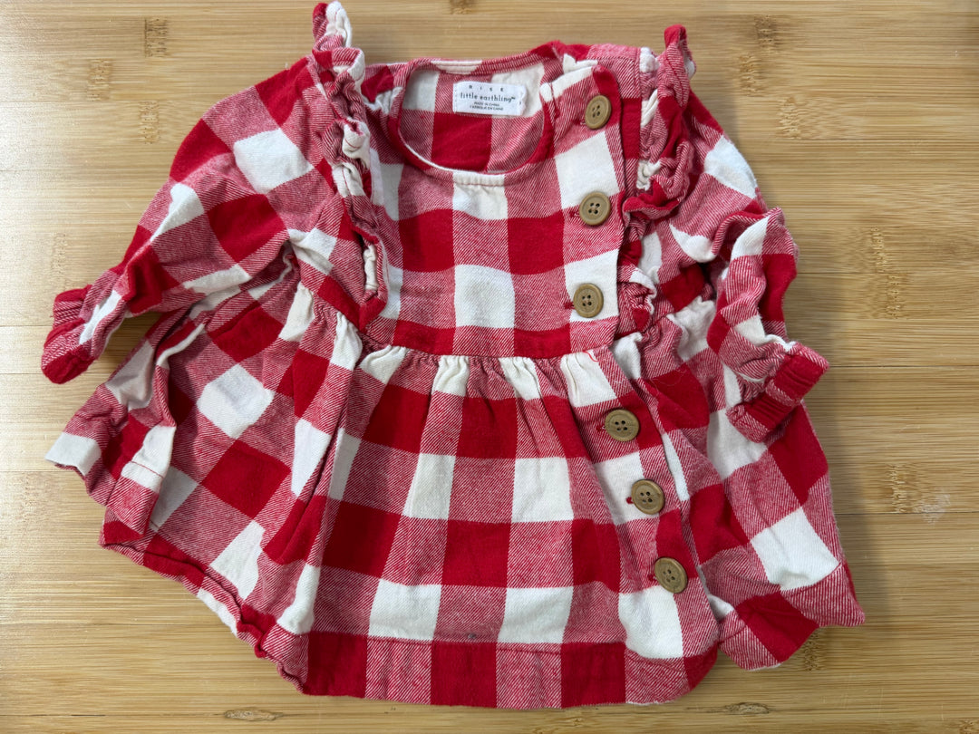 Rise Little Earthling Red Plaid Flannel Button Dress – 0–3M