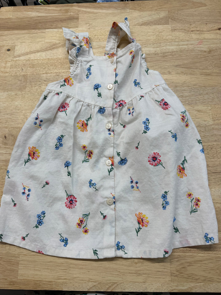 H&M Cotton Button Front Dress – 12-18 Months | Cream | Ditsy Floral