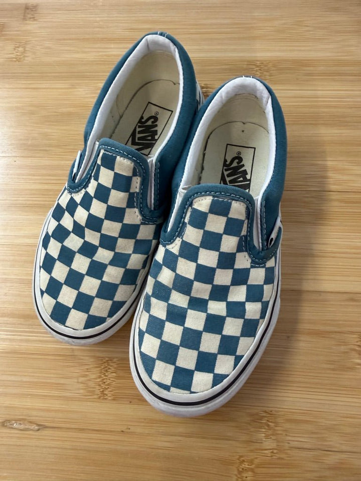 Vans Checker Slip-On Canvas Shoes – 12 (EU 30) | Blue & Cream - Nest and Sprout-Consignment