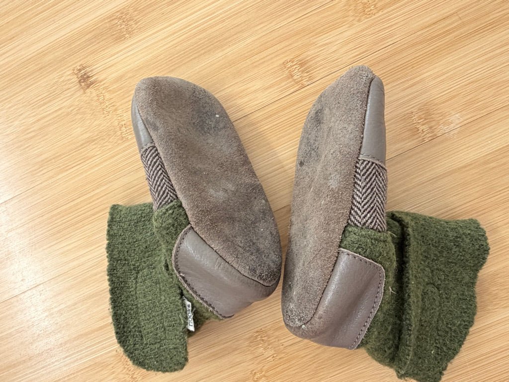 Nooks Wool Booties – 8S (EU 24 Est.) | Green & Grey - Nest and Sprout-Consignment