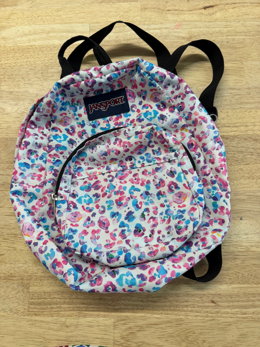 Jansport Half Pint Backpack – Cheetah Print | Pink and Blue