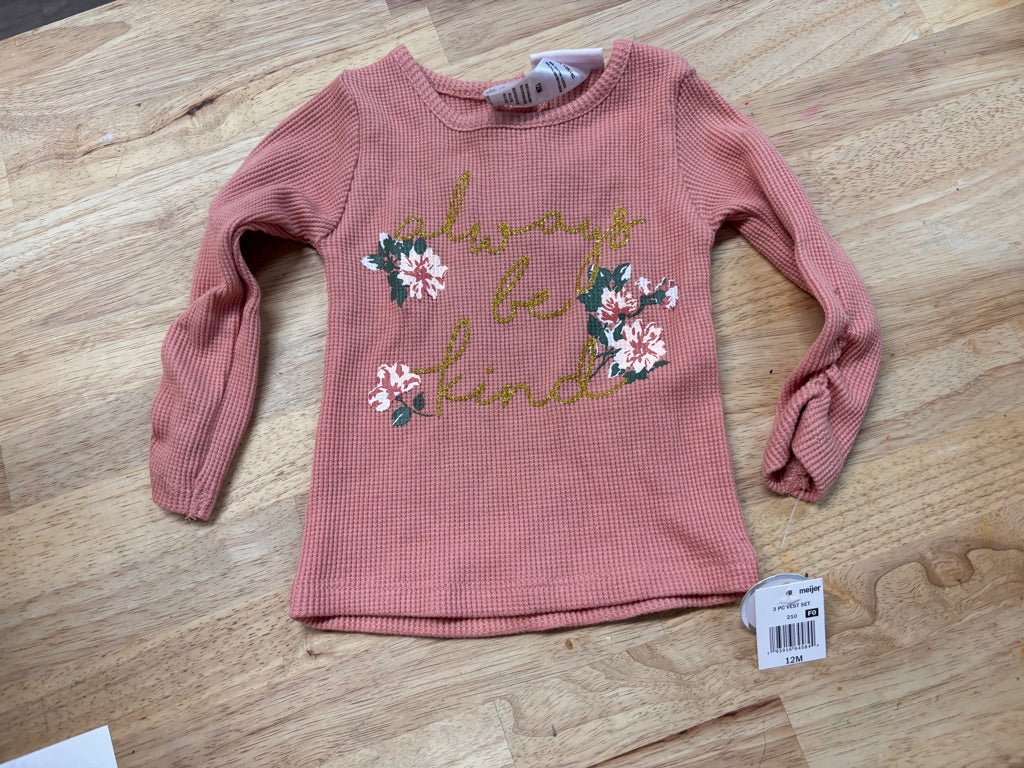 Little Lass Waffle Shirt – Size 12M Peach NWT - Nest and Sprout - Consignment