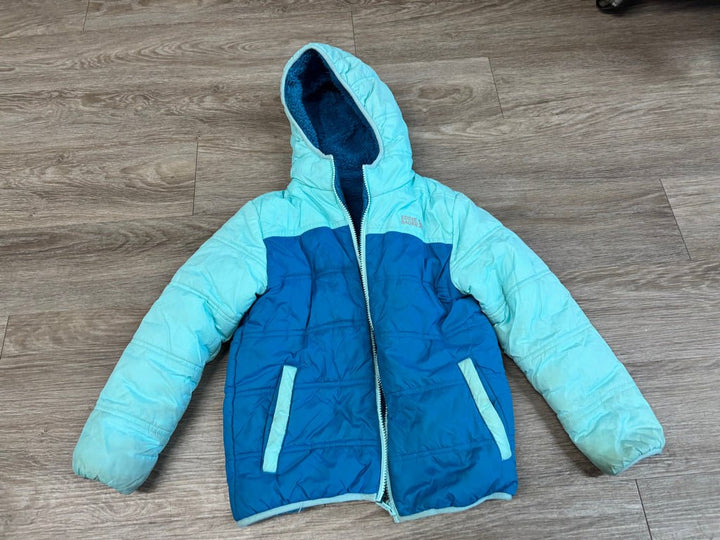 Eddie Bauer Reversible Blue Puffer Sherpa Jacket | Size 7/8 - Nest and Sprout-Consignment