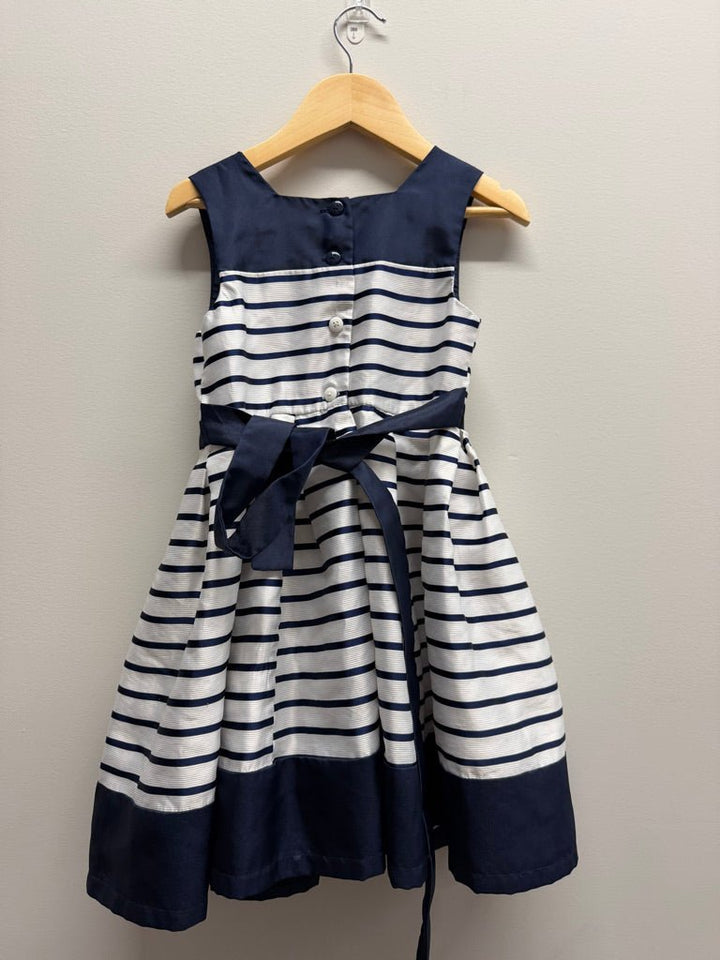 Jona Michelle Special Occasion Dress – 4 | Navy & White Satin Bow Tulle Underlay Sleeveless - Nest and Sprout-Consignment