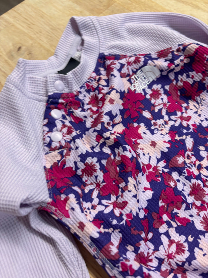 The North Face Waffle Knit One-Piece Purple Floral 6-12M