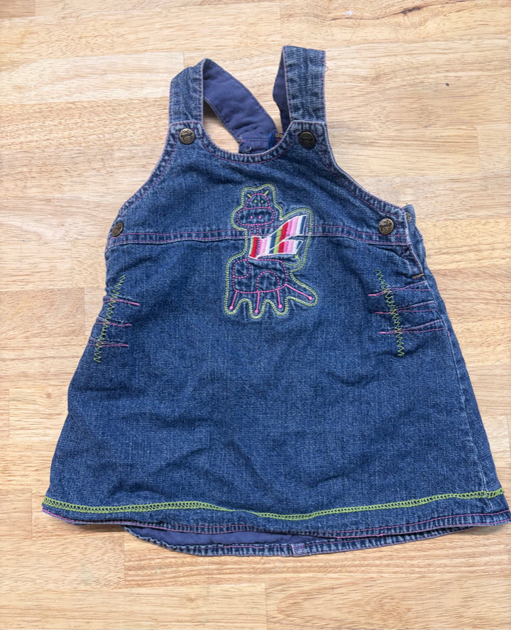 Gagou Tagou Lined Denim Jumper Dress 12M